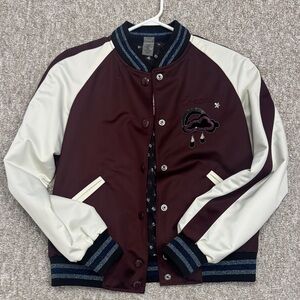 Double sided Coach Maroon and Cream spring Bomber Jacket
